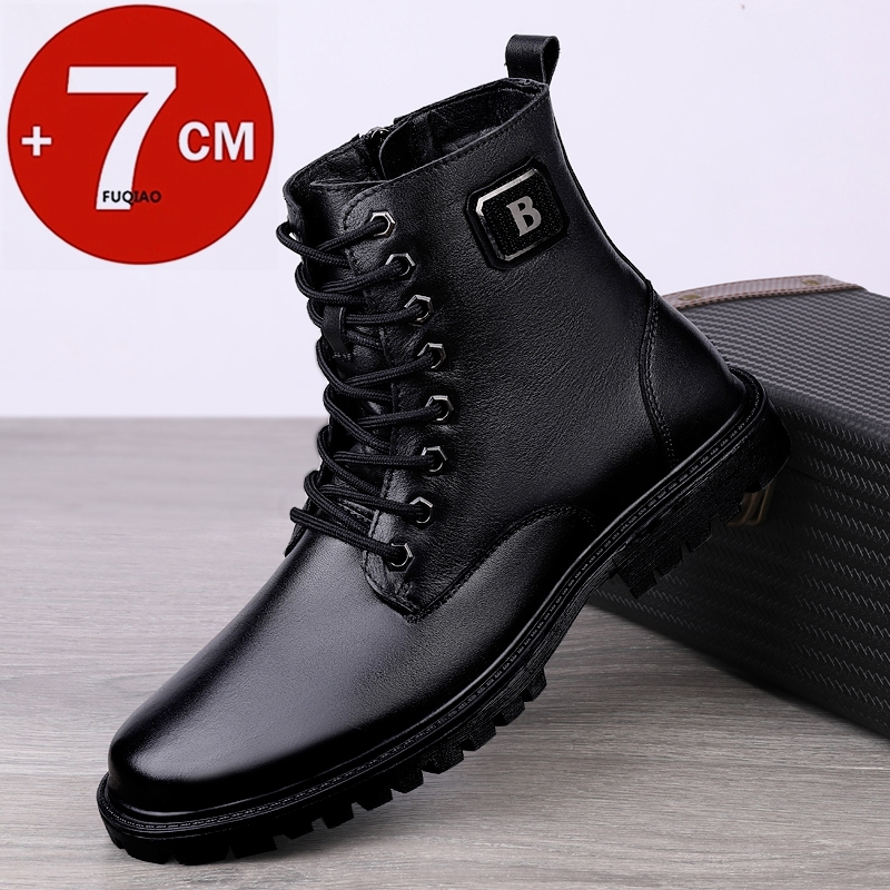 Men'S Shoes To Increase Height - Stivali rialzati in vera pelle da