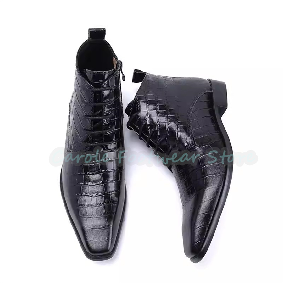 Men Shoes For Wedding - Stivali alla Caviglia in Vera Pelle