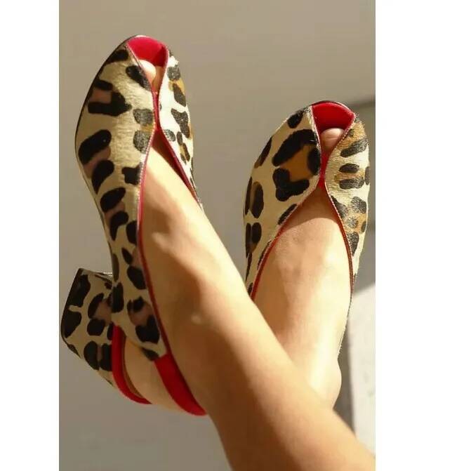 Men Shoes Office - Sandali da Donna con Stampa Leopardata,