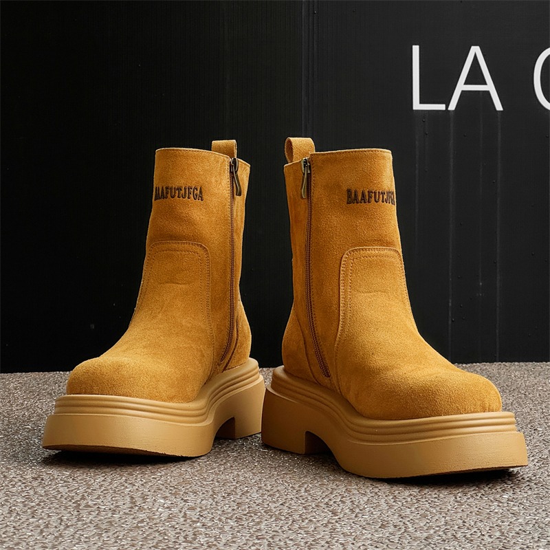 Men'S Shoes To Increase Height - Stivali Corti Invernali Europa America Retrò
